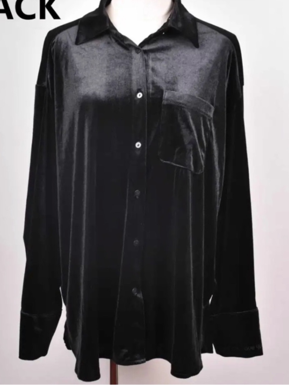 ShopEvelynne Black Velvet Button-Up Shirt-FROM PARIS FRANCE 🇫🇷